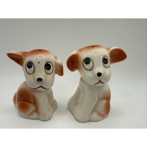 Vintage Ceramic Novelty Salt & Pepper Shakers ~ Puppy Dogs